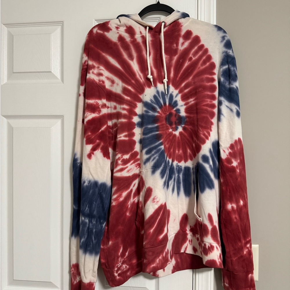 Old Navy Red and Blue Tie-Dye Hoodie
